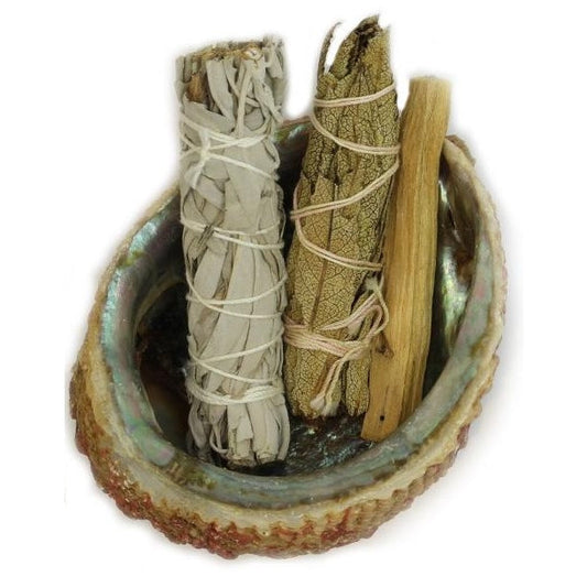 Smudging Kit: Palo Santo-Sage-Yerba Santa-Abalone shell